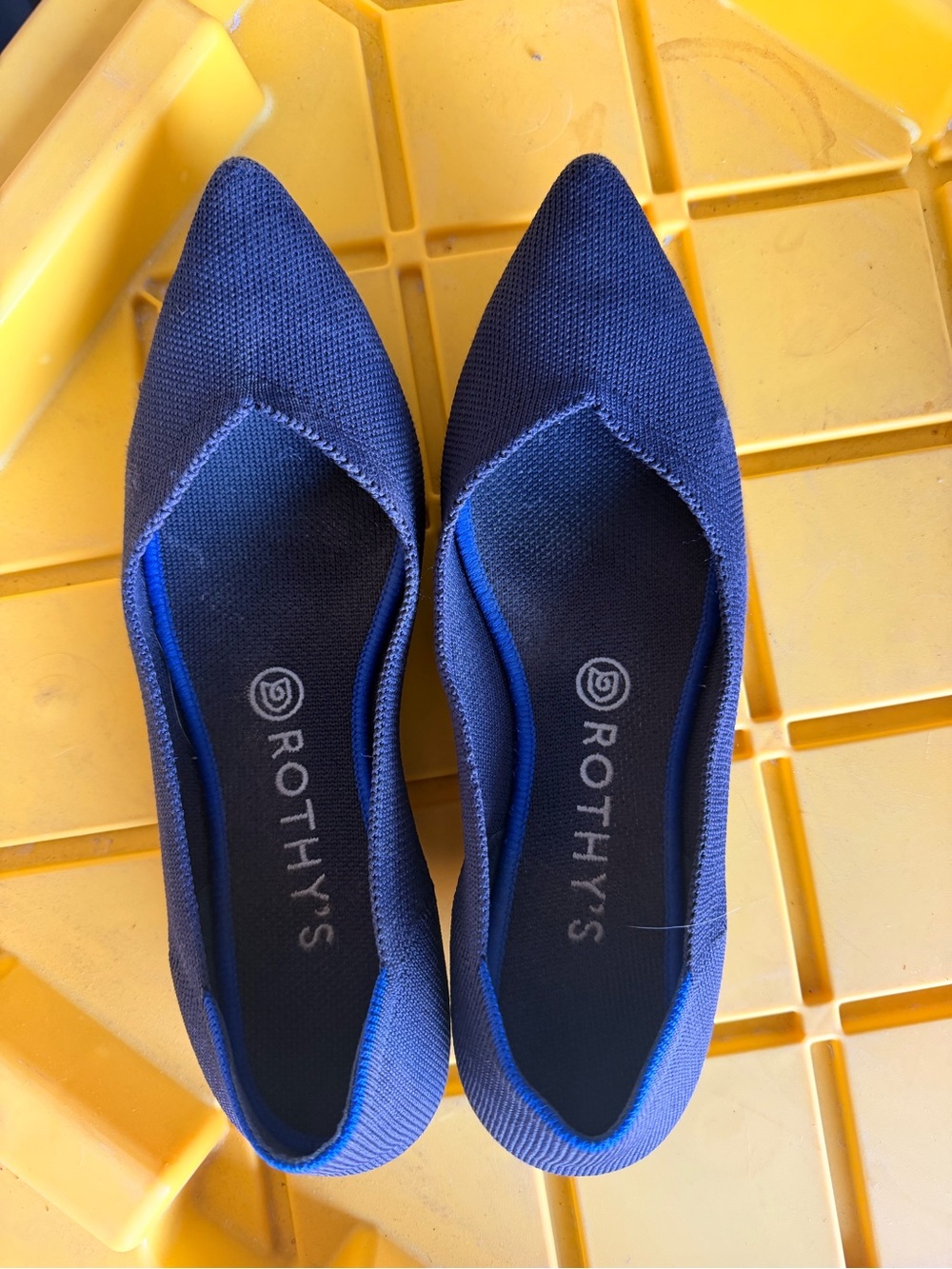 Rothy's Pointed Toe Flats in Navy Blue